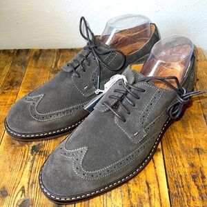 NWOB Vionic Bowery Bruno Suede Oxfords Men’s size 9.5 Grey Lace up dress shoes